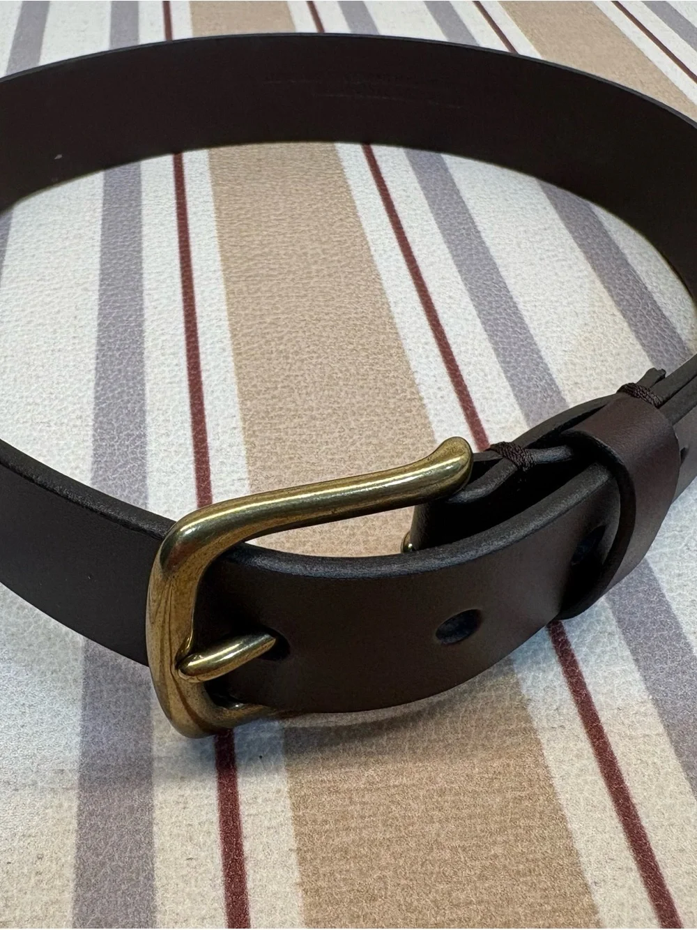 Gap Kids Brown Bonded Leather Belt Brass Buckle Size M Made in USA Classic